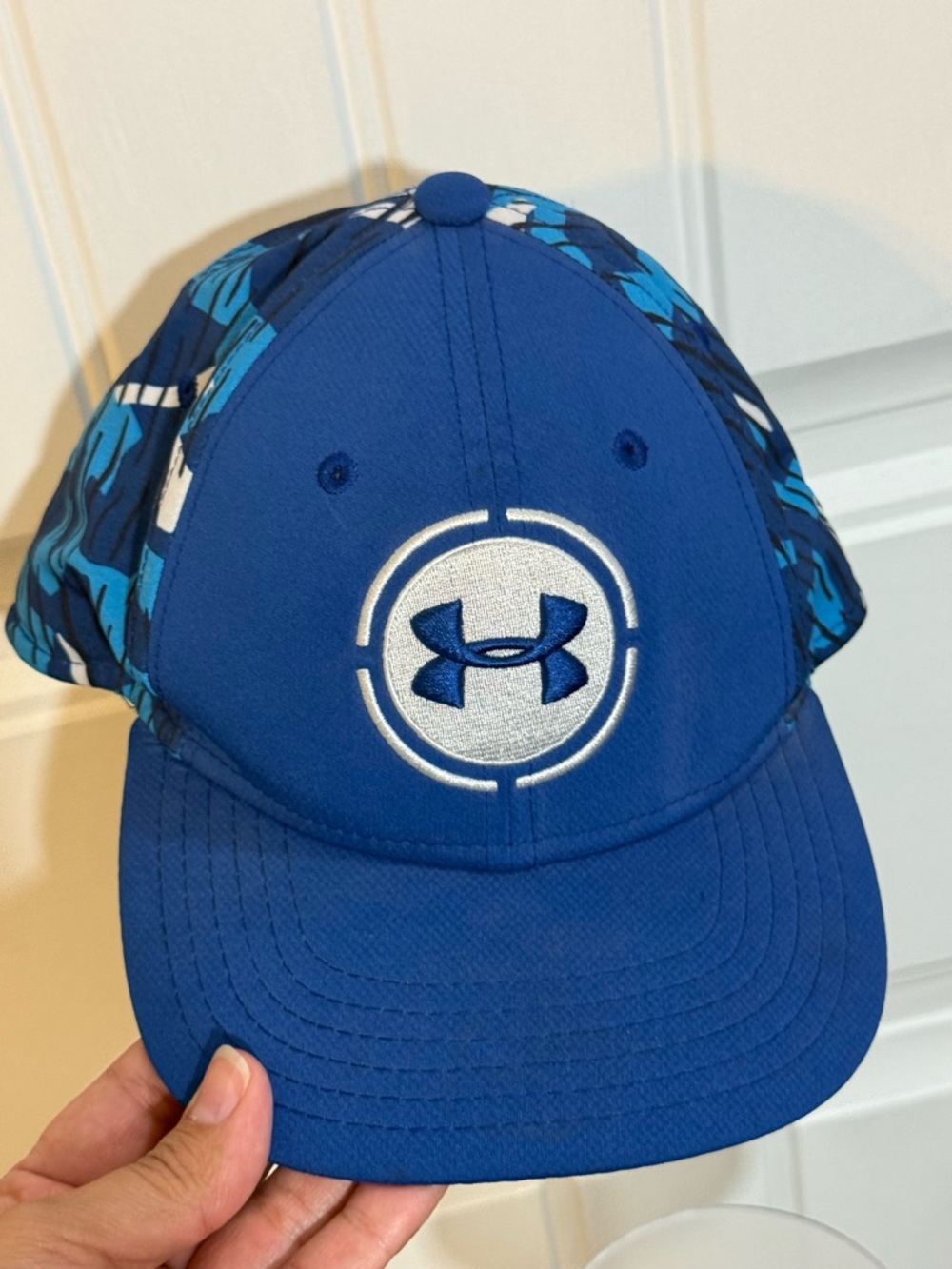 Under Armour Youth Blue Camo Snapback Hat Cap OSFA Combine - Picture 3 of 5
